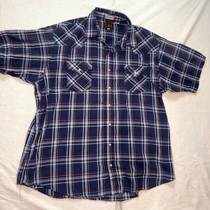 Plains Western Wear Big Man Short Sleeve Pearl Snap Button Shirt - 2X Big